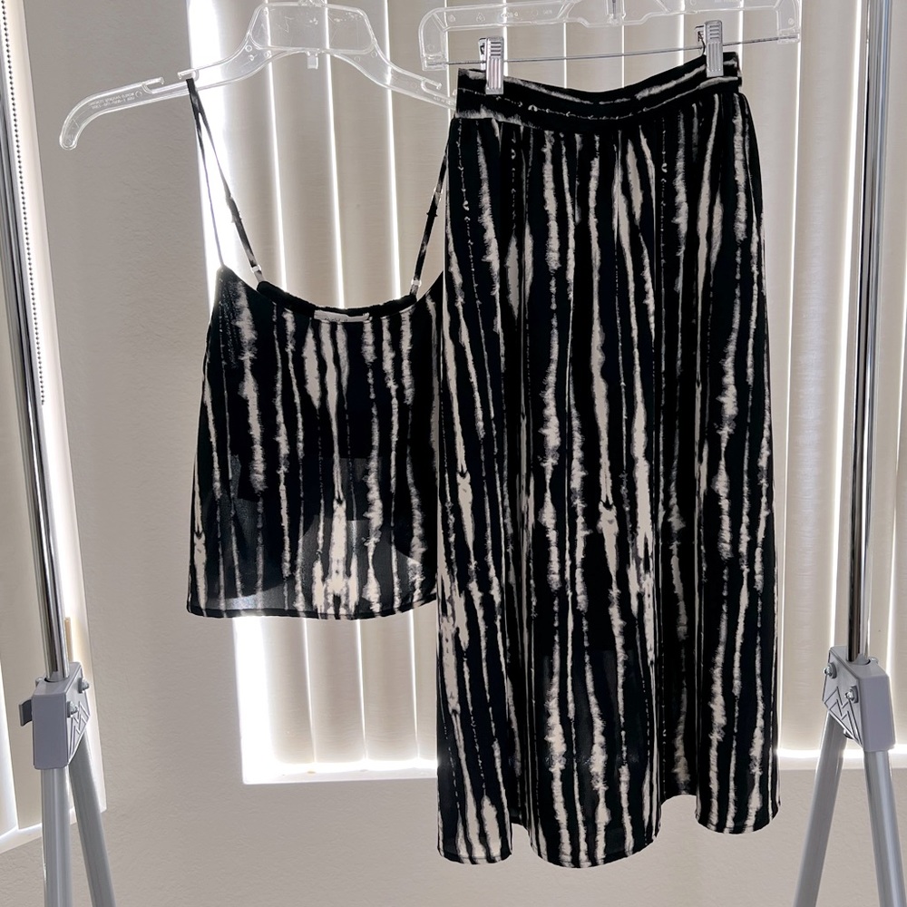 Crop Top & Midi Skirt Matching Set